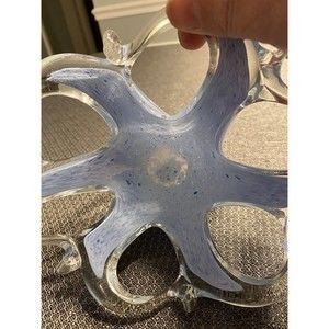 Vintage Murano Art Glass Sommerso Blue Starfish Candy Dish Bowl Italy